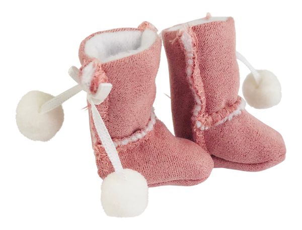 ANGELA Doll FAUX SUEDE ANKLE BOOTS WITH POM POMS pink-dolls-DOLLY by Le Petit Tom ®