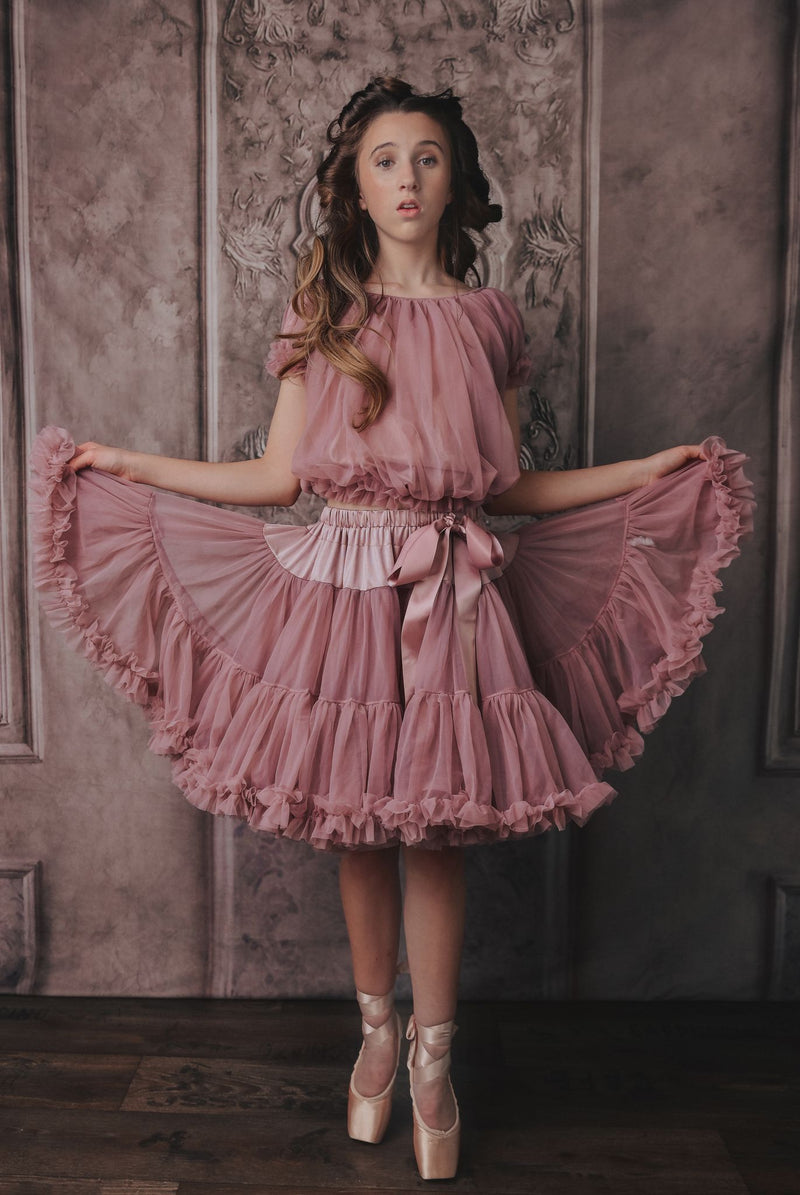 DOLLY by Le Petit Tom ® TOP PRINCESA CON VOLANTES malva