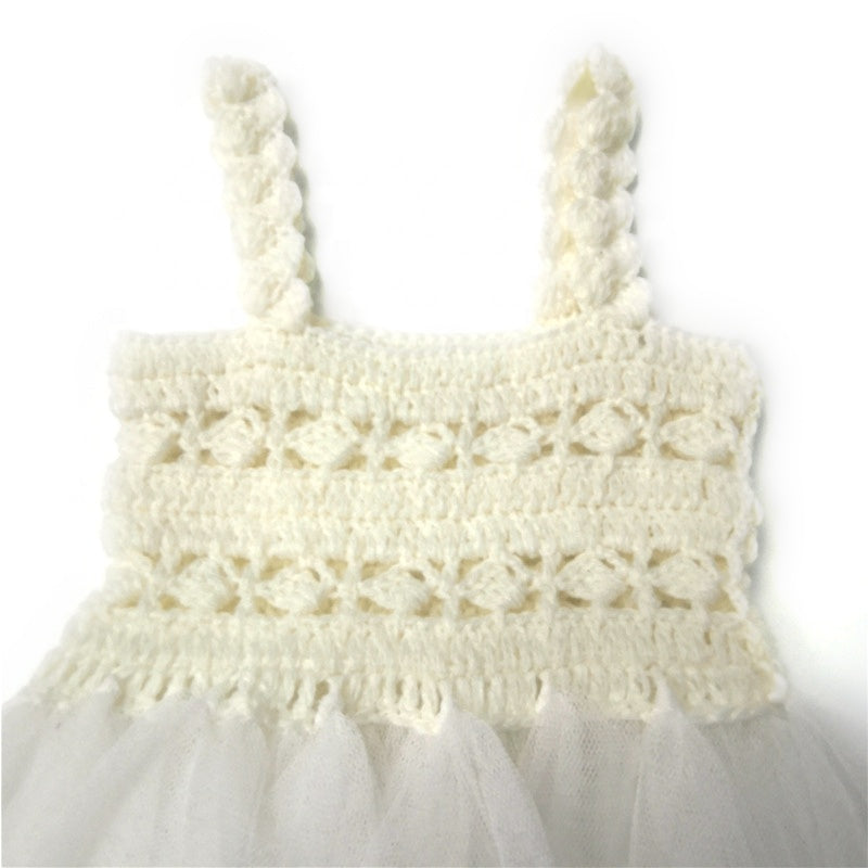DOLLY by Le Petit Tom ® CROCHET TUTU DRESS ALL EYES off-white