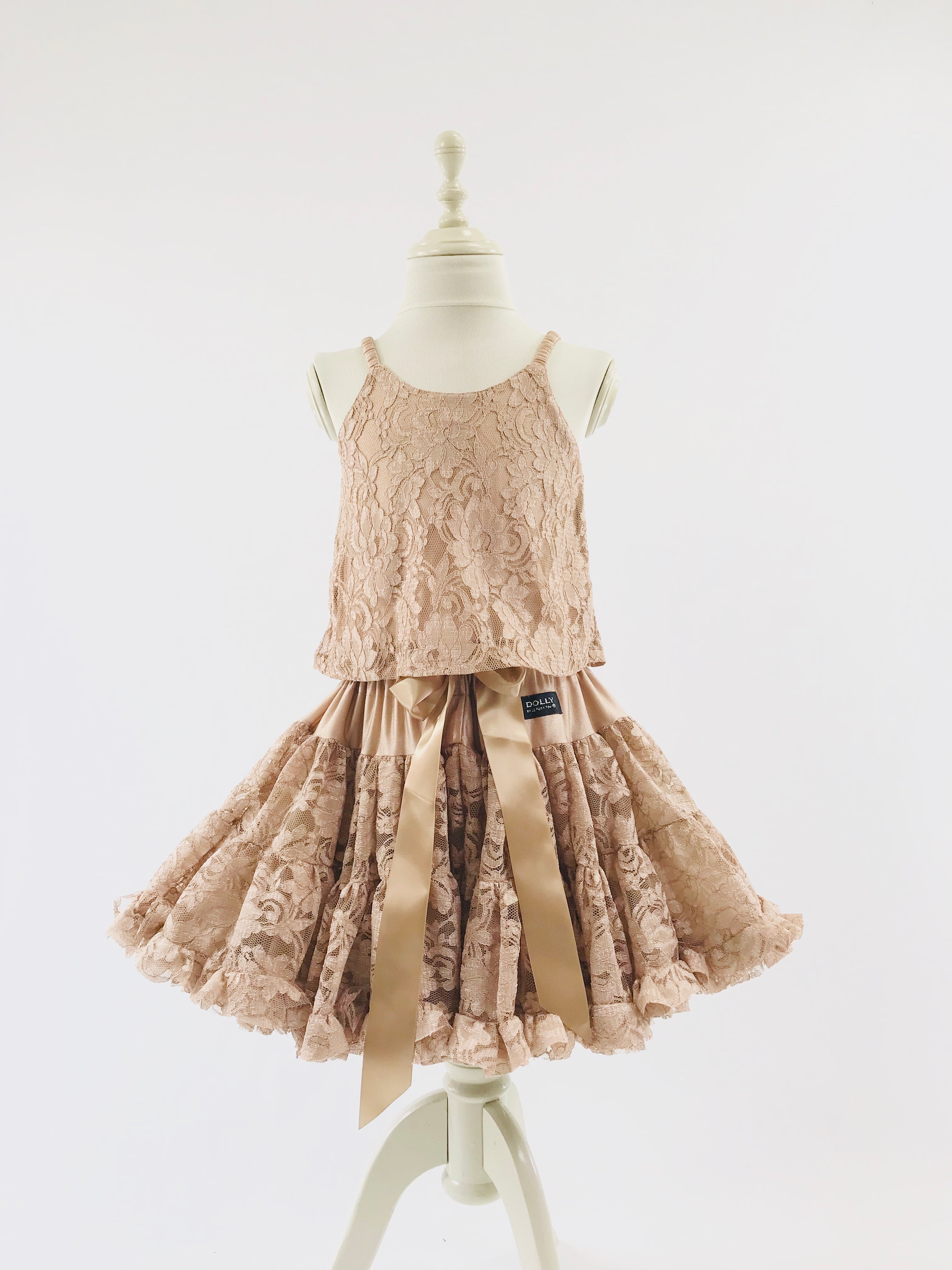 [OUTLET] DOLLY by Le Petit Tom ® TOP LACY SPAGHETTI taupe