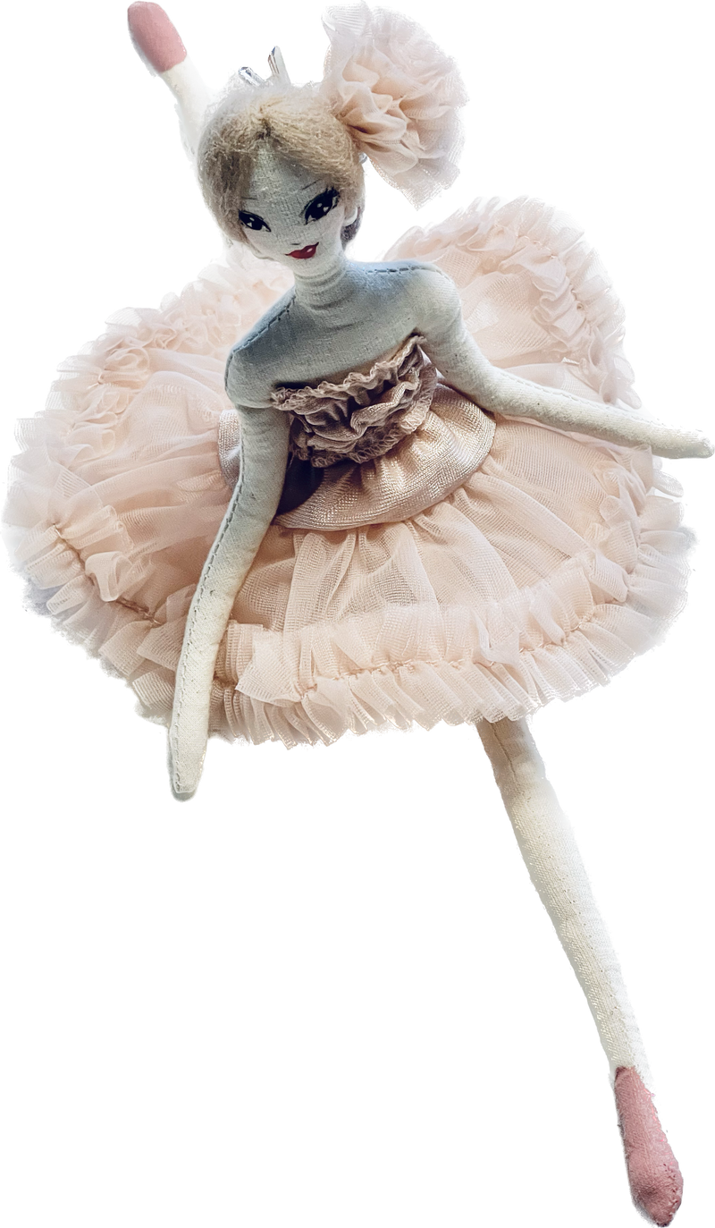DOLLY FASHION BALLERINA RAG DOLL LOW HAIR KNOT BALLET PINK