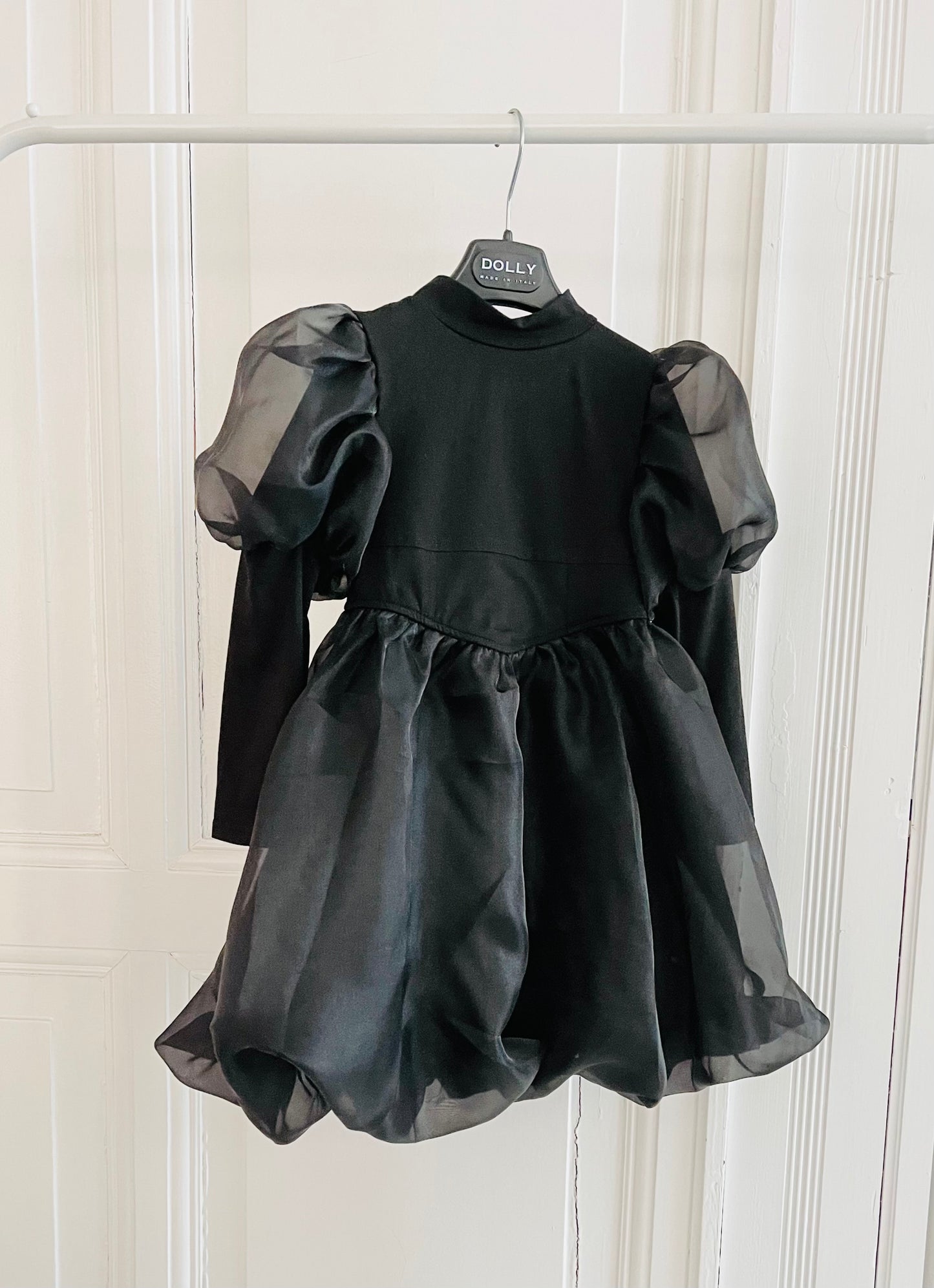 DOLLY® JULIET PUFF LONG SLEEVE BALLOON ORGANZA DRESS WITH COTTON BODY black