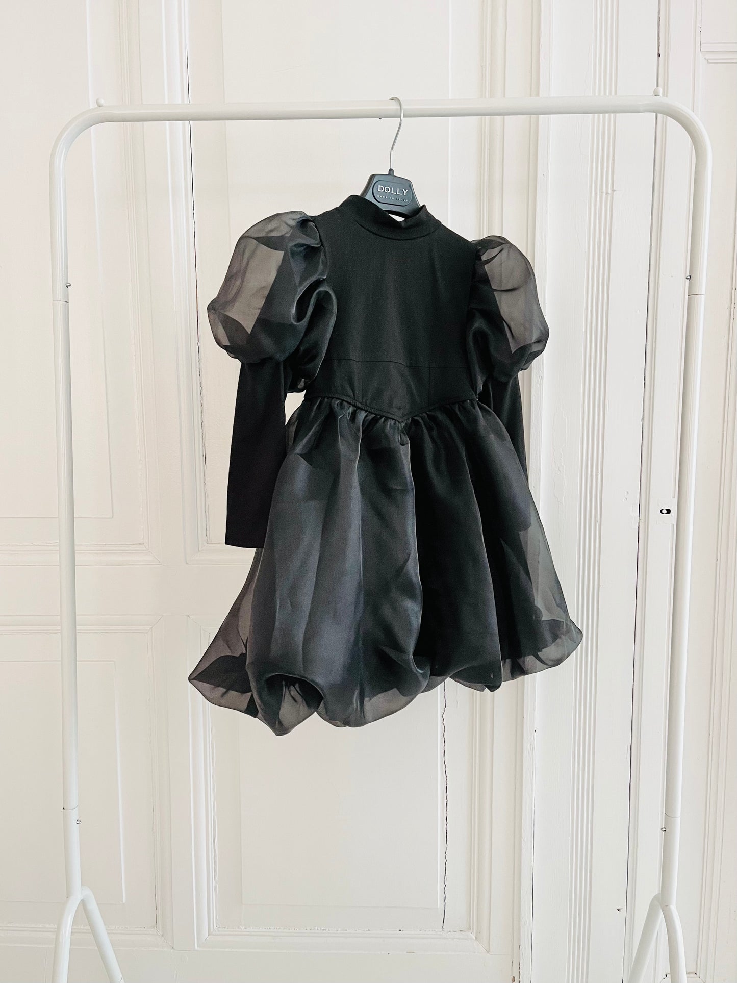 DOLLY® JULIET PUFF LONG SLEEVE BALLOON ORGANZA DRESS WITH COTTON BODY black