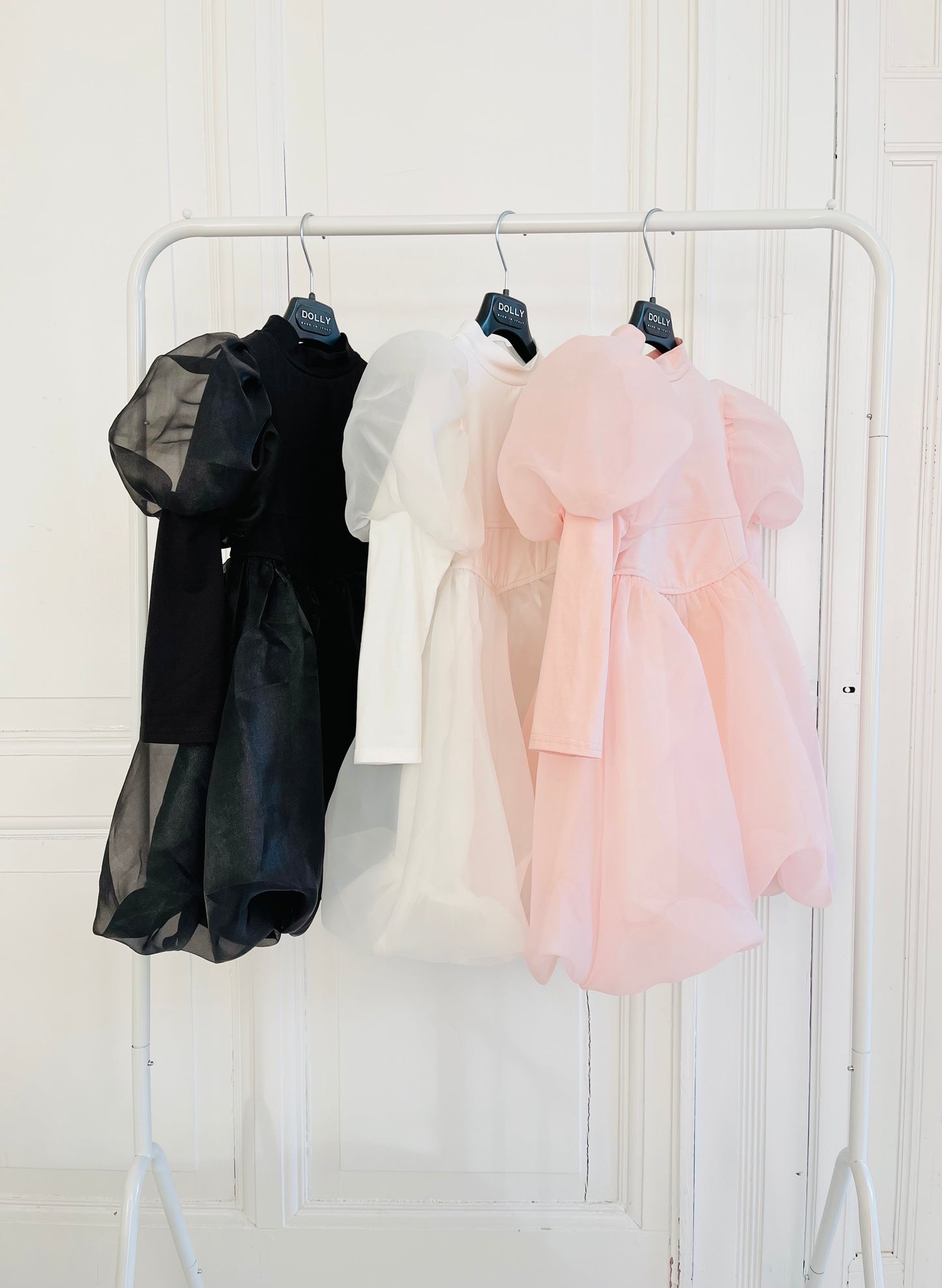 DOLLY® JULIET PUFF LONG SLEEVE BALLOON ORGANZA DRESS WITH COTTON BODY black