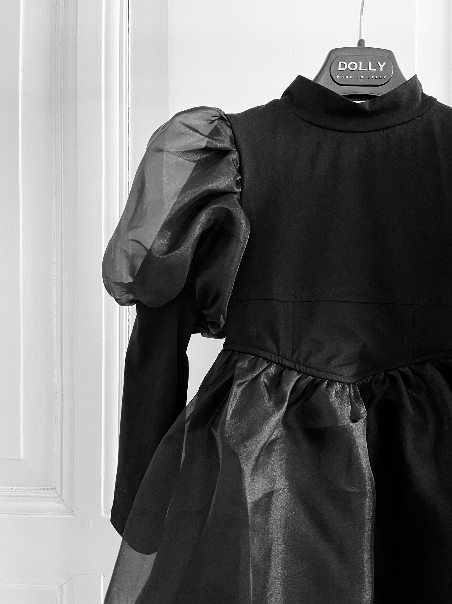 DOLLY® JULIET PUFF LONG SLEEVE BALLOON ORGANZA DRESS WITH COTTON BODY black