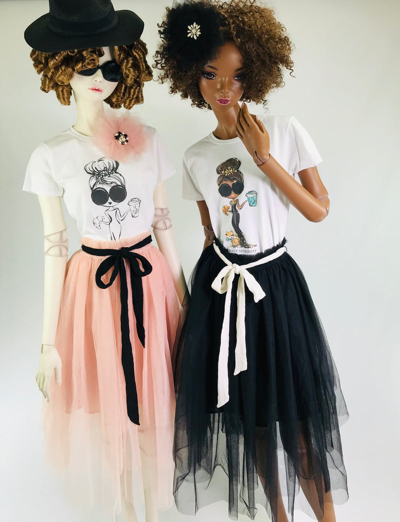 DOLLY GOLIGHTLY TUTU WITH STRING TIE MIDI SKIRT black
