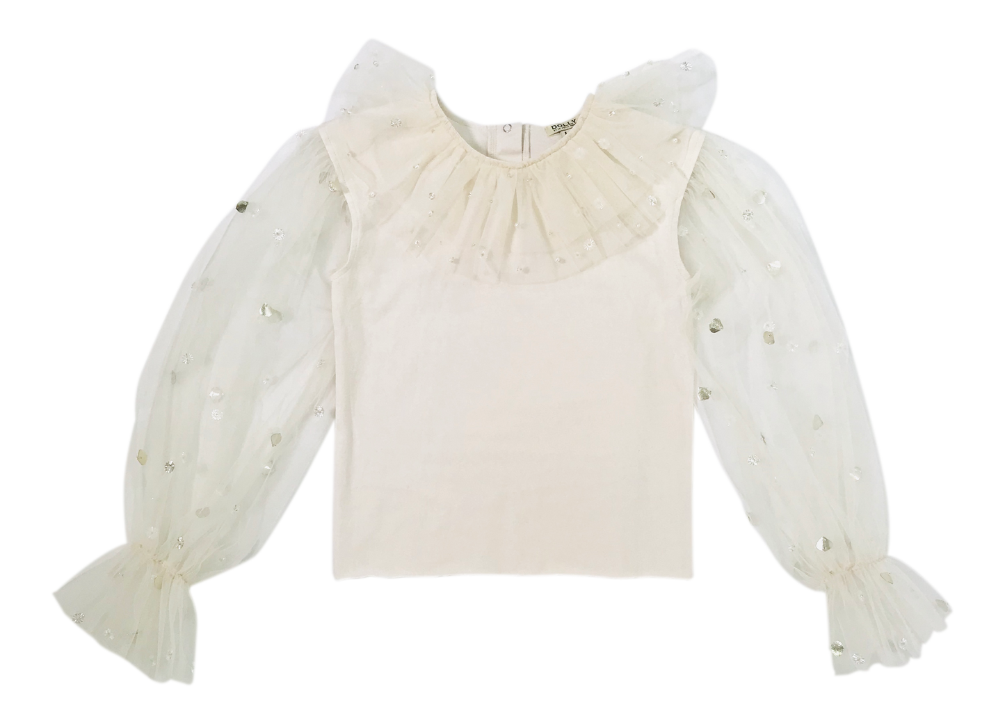 [OUTLET] DOLLY by Le Petit Tom ® JEWELER'S CRYSTALS tulle sleeves top