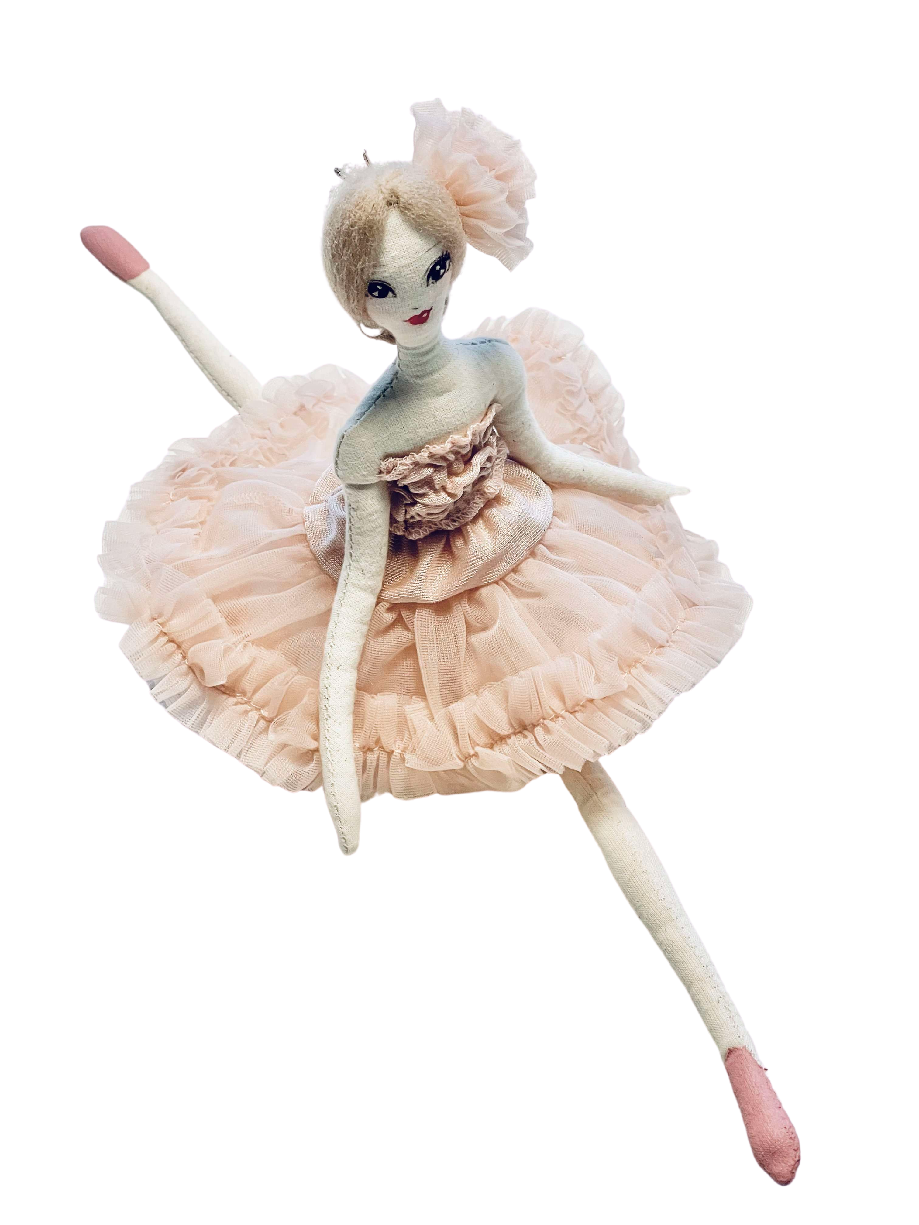 DOLLY FASHION BALLERINA RAG DOLL LOW HAIR KNOT BALLET PINK