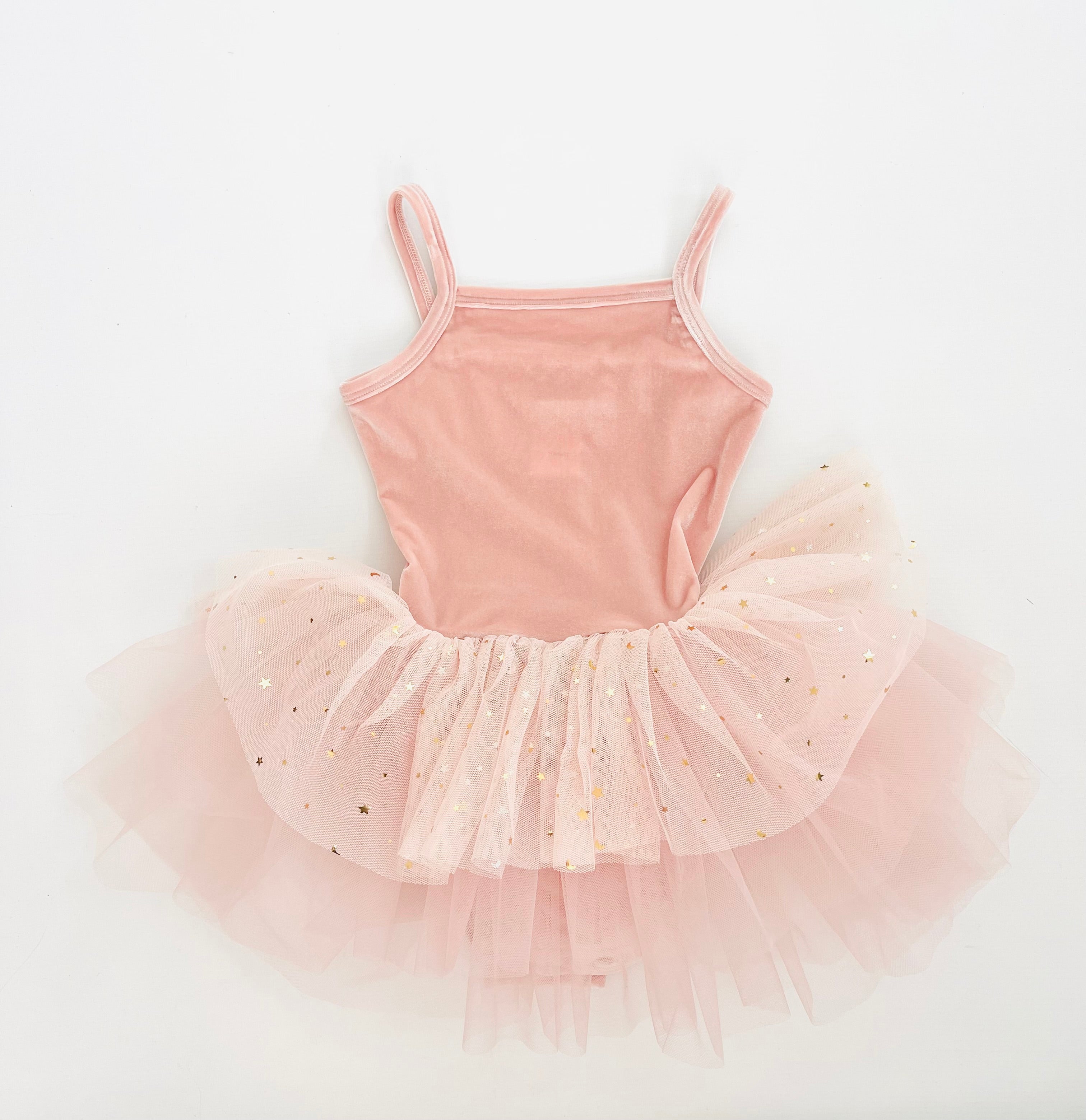 VESTIDO DE TUTU DE LEOTARD DE TERCIOPELO CON ESTRELLAS Y LUNA ⭐️ 🌙 TUL rosa ballet DOLLY®