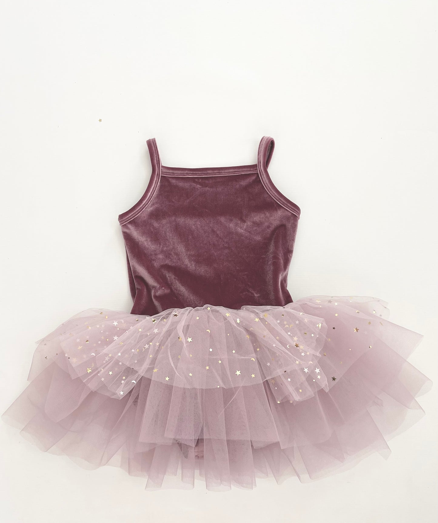 DOLLY® VELVET LEOTARD ROMPER TUTU DRESS STARS & MOON ⭐️ 🌙TULLE dusty violet