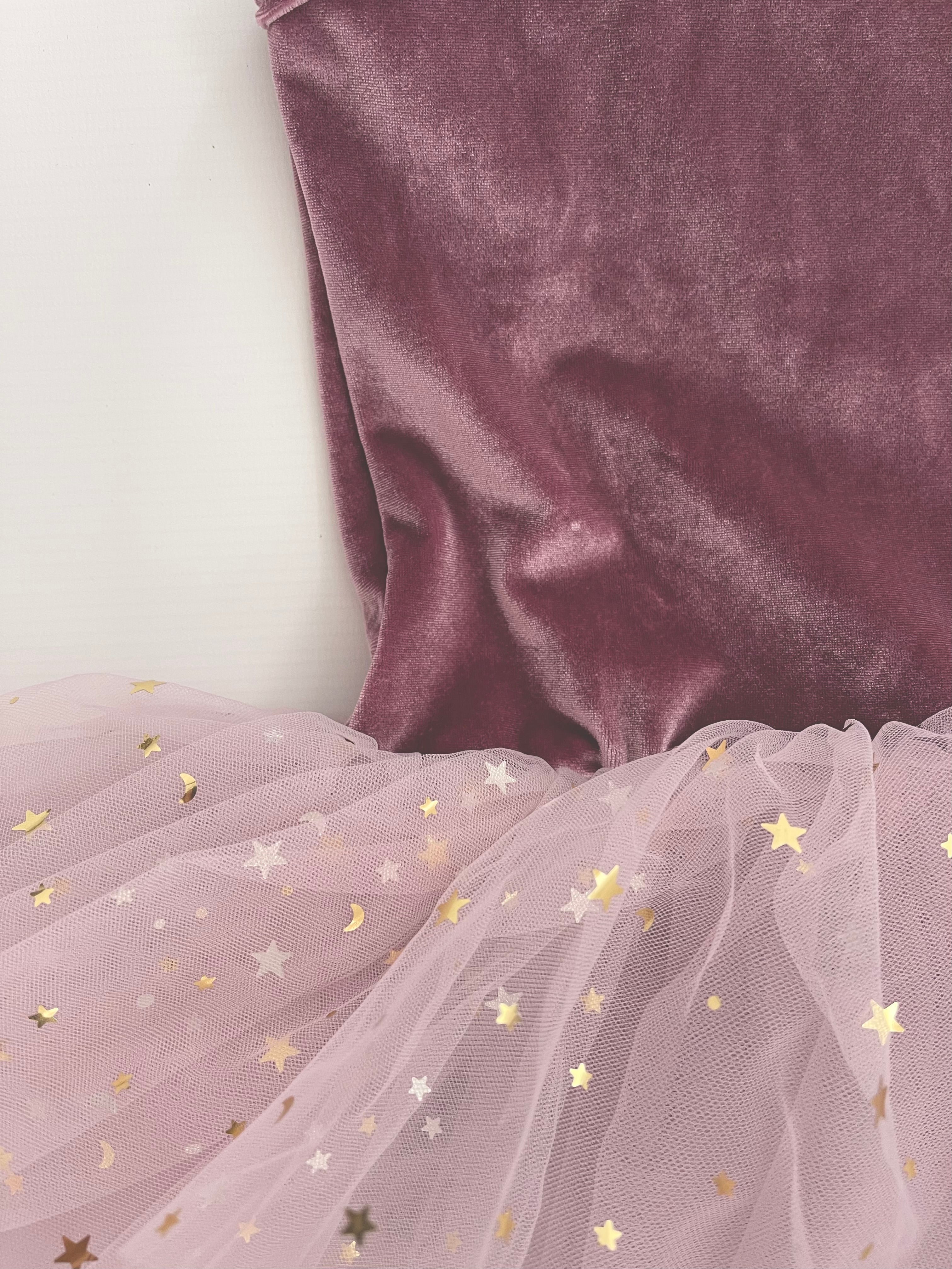 VESTIDO DE TUTU CON LEOTARD DE TERCIOPELO DOLLY® CON ESTRELLAS Y LUNA ⭐️ 🌙TULLE violeta polvoriento