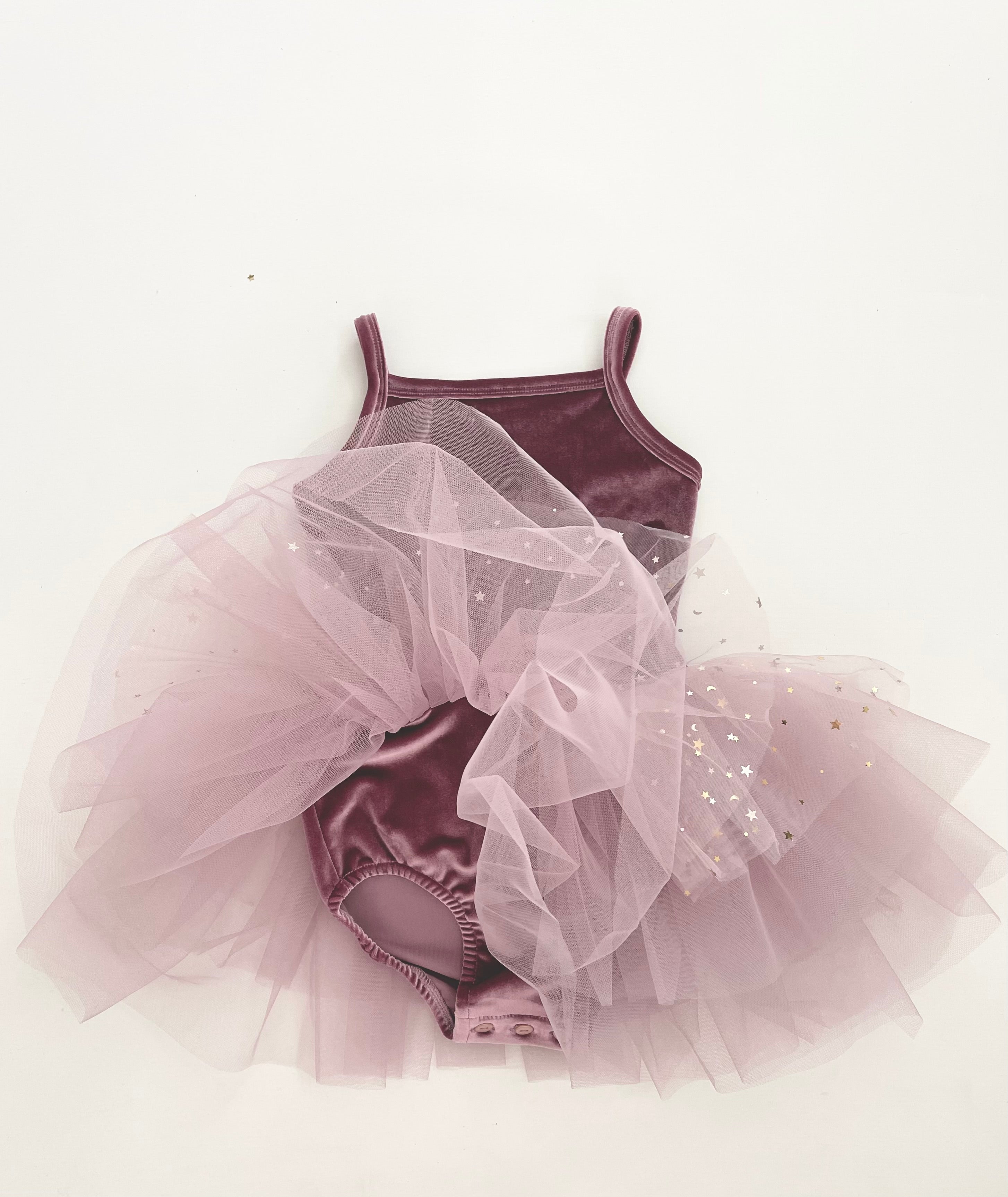 VESTIDO DE TUTU CON LEOTARD DE TERCIOPELO DOLLY® CON ESTRELLAS Y LUNA ⭐️ 🌙TULLE violeta polvoriento