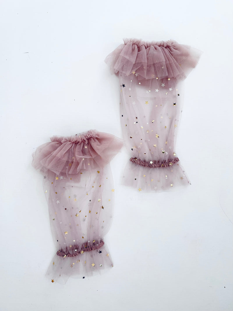 DOLLY® STARS &amp; MOON ⭐️ 🌙 'RUFFLE YOUR LIMBS' GUANTES/ LEGGINGS violeta polvoriento