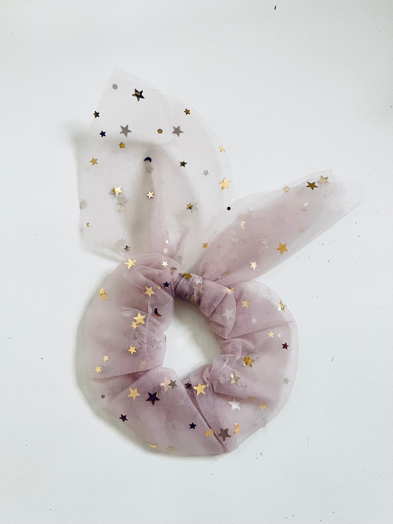 DOLLY® STARS & MOON ⭐️ 🌙 TULLE HAIR SCRUNCHIE dusty violet