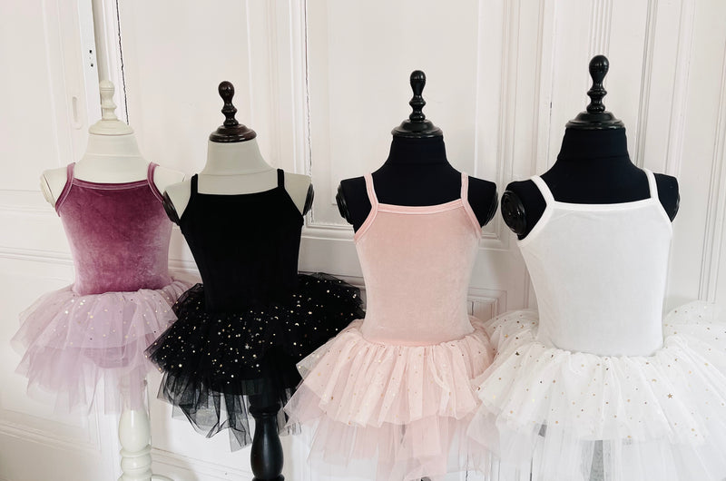 VESTIDO DE TUTU CON LEOTARD DE TERCIOPELO DOLLY® CON ESTRELLAS Y LUNA ⭐️ 🌙TULLE violeta polvoriento