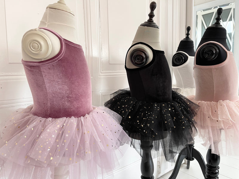 VESTIDO DE TUTU CON LEOTARD DE TERCIOPELO DOLLY® CON ESTRELLAS Y LUNA ⭐️ 🌙 TUL negro
