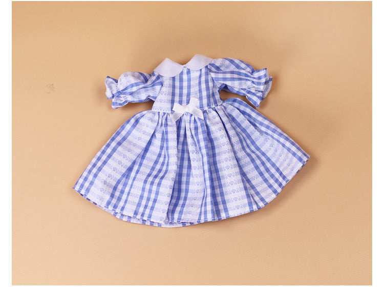 ROPA DE MUÑECA A04 para 30cm. Doll Bjd 1/6 vestido a cuadros azul