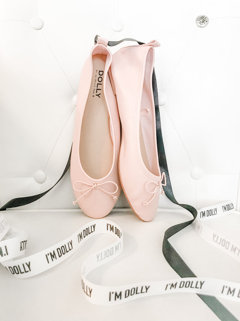 DOLLY by Le Petit Tom ® CLASSIC BALLERINAS WITH LACE UP RIBBONS Dollypink