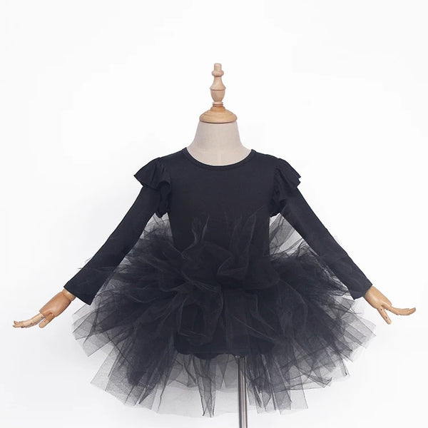 VESTIDO DE TUTÚ DE MANGA LARGA DOLLY by Le Petit Tom ® TIMELESS negro