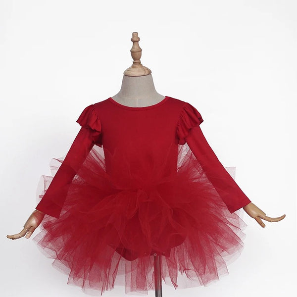 DOLLY by Le Petit Tom ® TIMELESS VESTIDO DE TUTÚ DE MANGA LARGA rojo