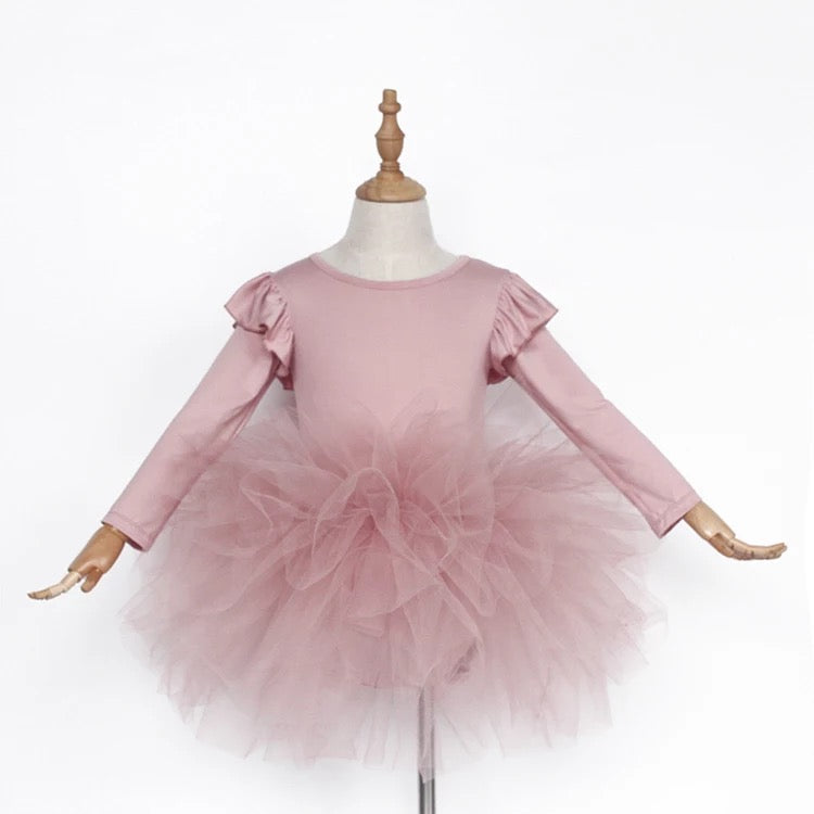 DOLLY by Le Petit Tom ® TIMELESS LONG SLEEVE TUTU DRESS pink