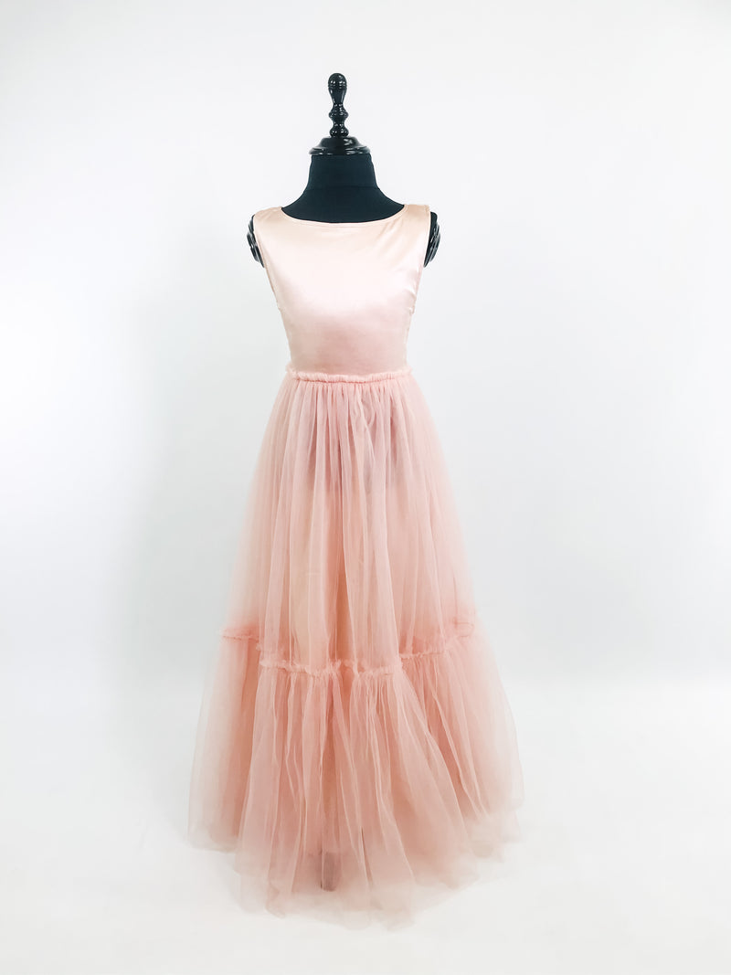 DOLLY GOLIGHTLY Desayuno en Tiffany's VESTIDO MAXI DE SATÉN CON TUTÚ ballet pink