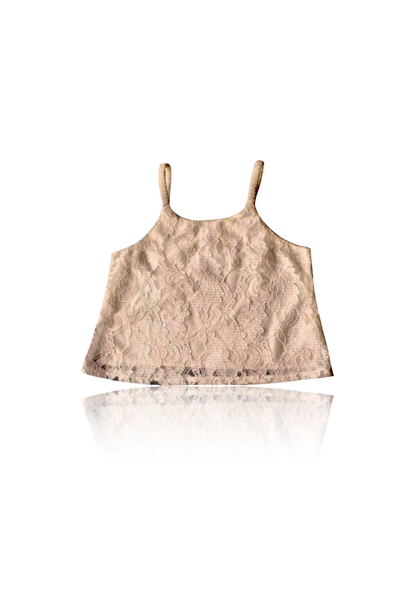 [OUTLET] DOLLY by Le Petit Tom ® TOP LACY SPAGHETTI taupe