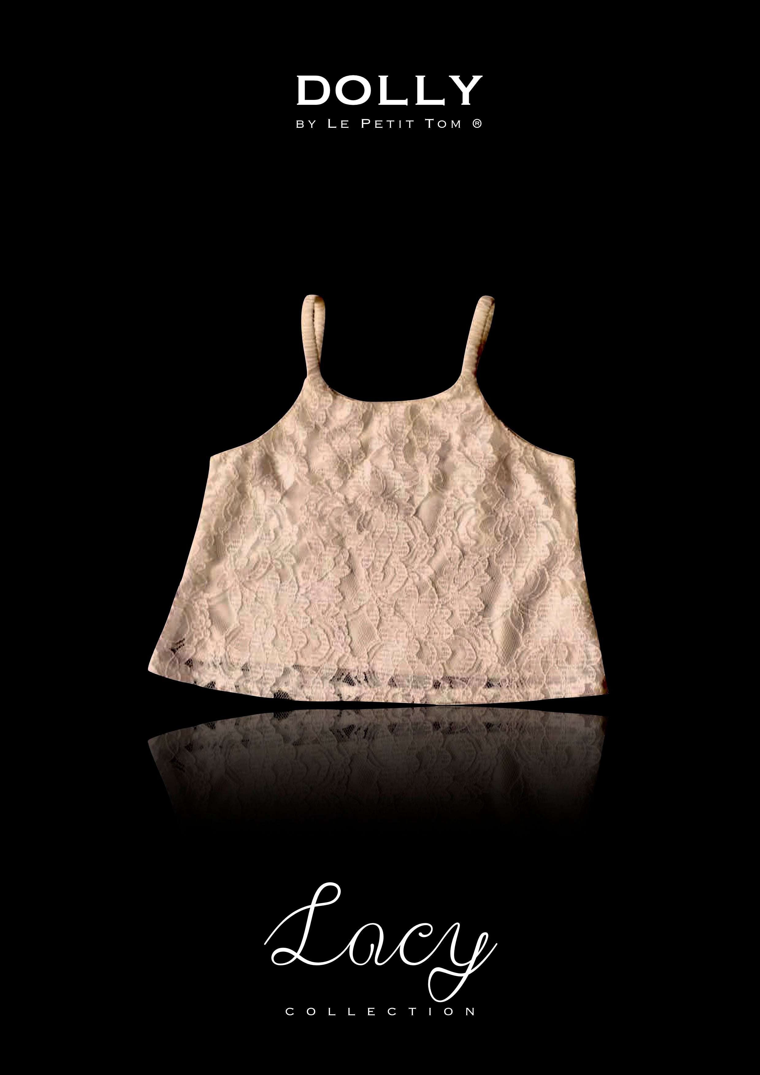 [OUTLET] DOLLY by Le Petit Tom ® TOP LACY SPAGHETTI taupe