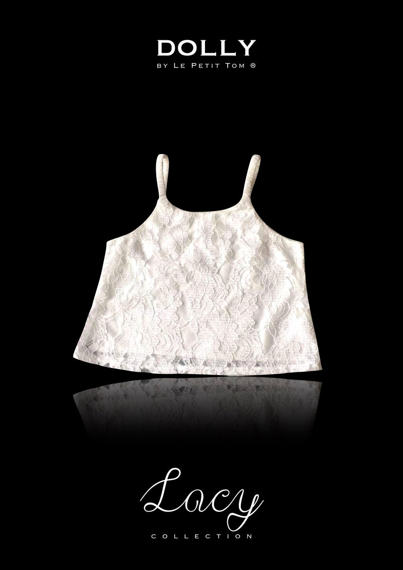 [OUTLET] DOLLY by Le Petit Tom ® TOP LACY SPAGHETTI blanco roto