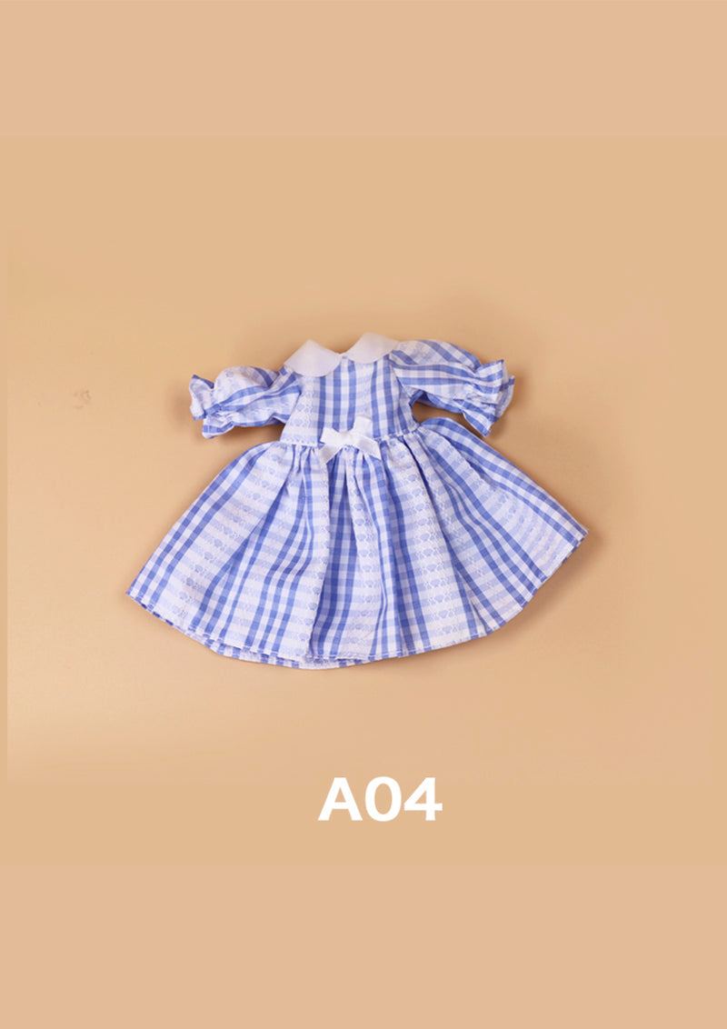 ROPA DE MUÑECA A04 para 30cm. Doll Bjd 1/6 vestido a cuadros azul