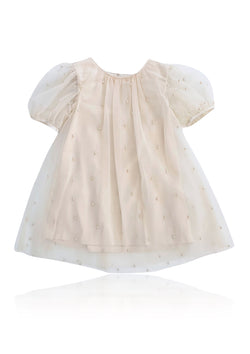 DOLLY® PEARL TULLE PUFF A-LINE DRESS cream  ⚪