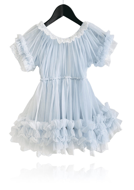 DOLLY by Le Petit Tom ® PORCELAIN DOLLY DRESS light blue