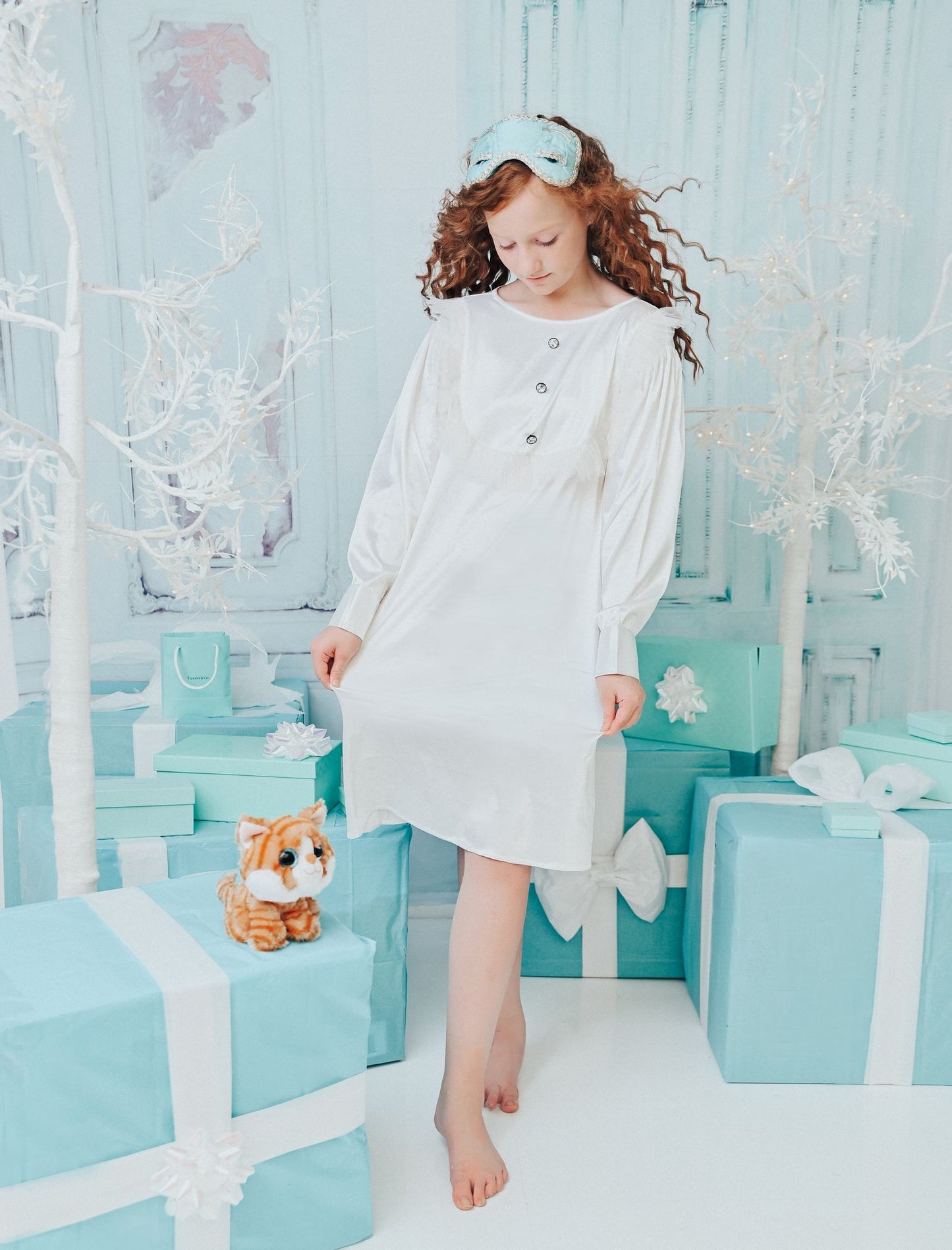 DOLLY GOLIGHTLY Desayuno en Tiffany's CONJUNTO DE VESTIDO PARA DORMIR DE ESMOQUIN blanquecino