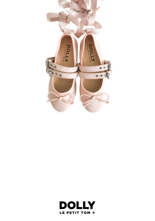 DOLLY MARY JANES BUCKLE BELT BALLERINAS WITH RIBBONS ( Including FREE Buckle Waist Belt!) pink