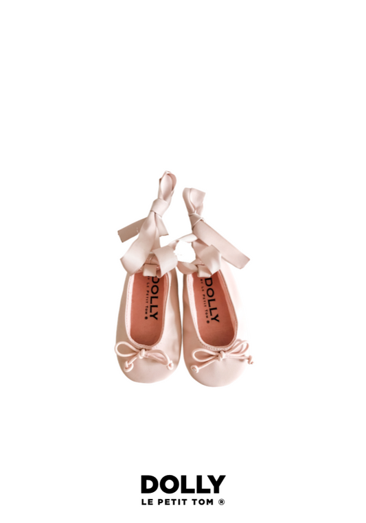 DOLLY by Le Petit Tom ® BABY BALLERINAS WITH RIBBONS pink