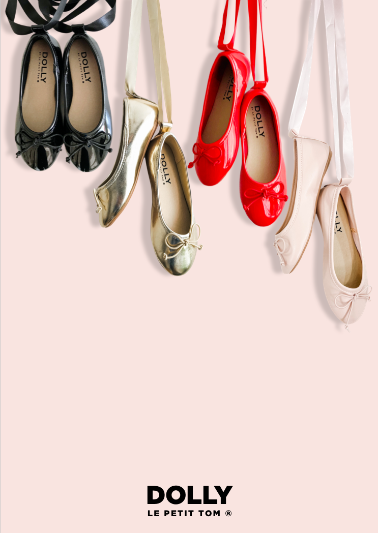 DOLLY by Le Petit Tom CLASSIC BALLERINAS WITH LACE UP RIBBONS Dollypink
