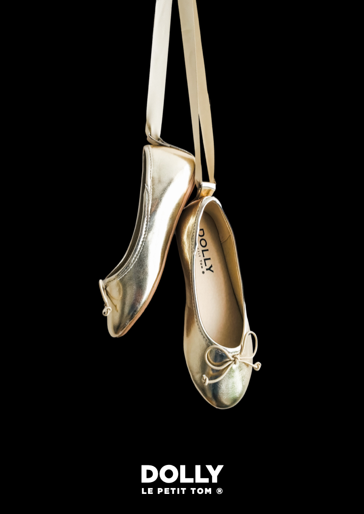 DOLLY by Le Petit Tom ® BAILARINAS CLÁSICAS CON LAZOS dorado
