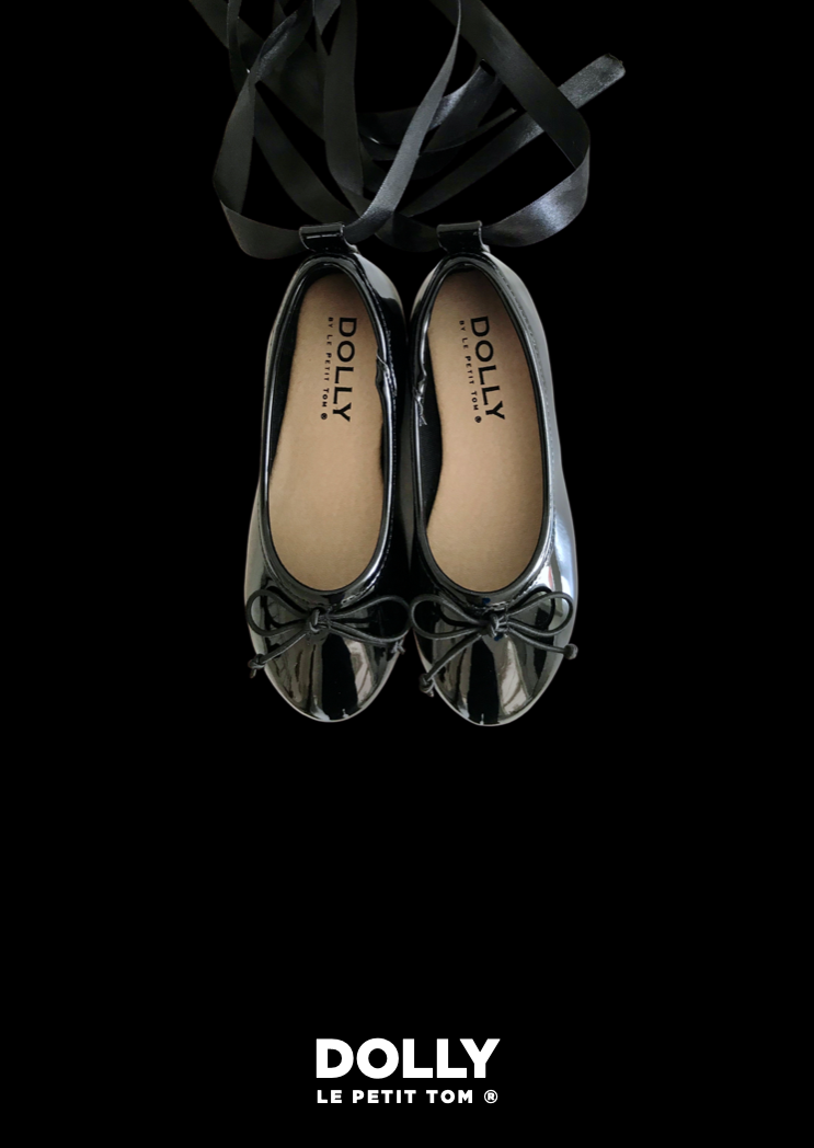 DOLLY by Le Petit Tom ® BAILARINAS CLÁSICAS CON LAZOS NEGRO