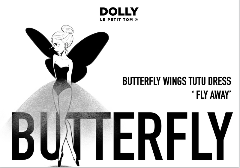 DOLLY by Le Petit Tom ® BUTTERFLY WINGS TUTU DRESS silver grey