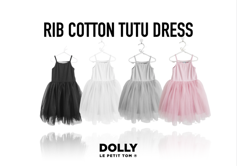 VESTIDO DE TUTÚ DE ALGODÓN ACANALADO DOLLY by Le Petit Tom ® rosa