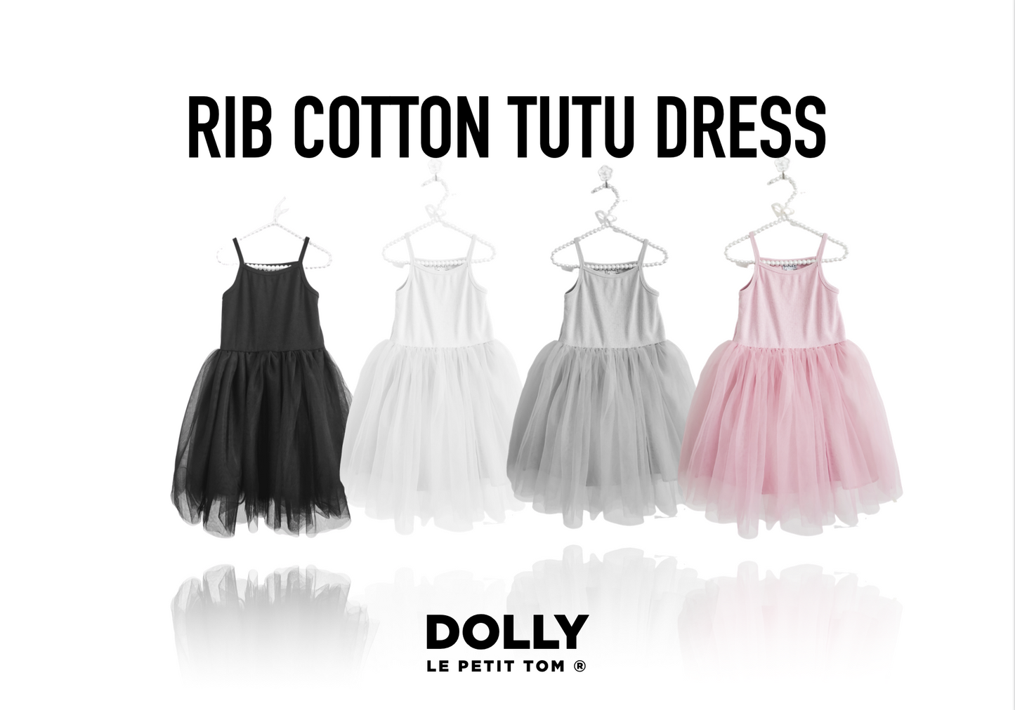 DOLLY by Le Petit Tom ® RIB COTTON TUTU DRESS silver grey