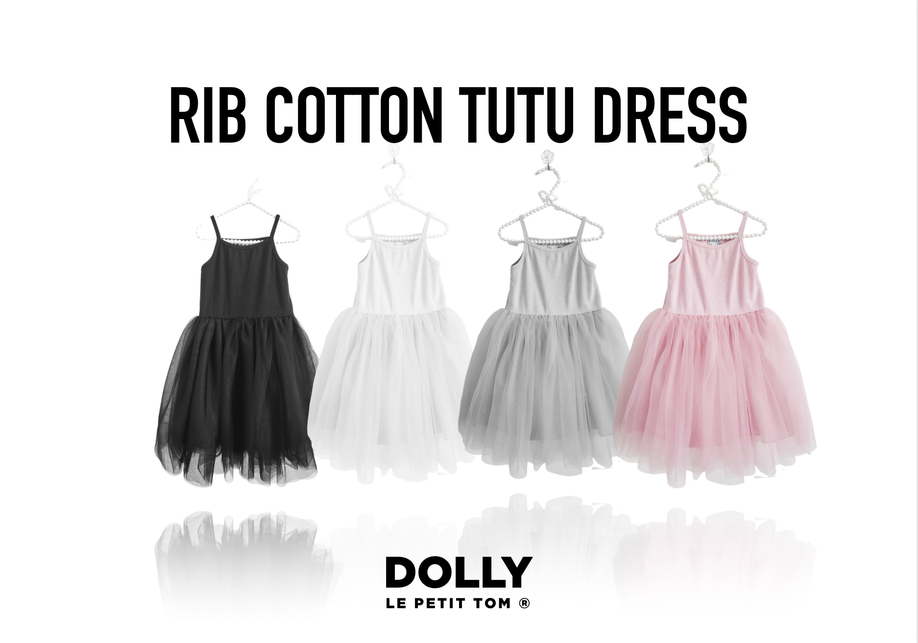 VESTIDO DE TUTÚ DE ALGODÓN ACANALADO DOLLY by Le Petit Tom ® negro