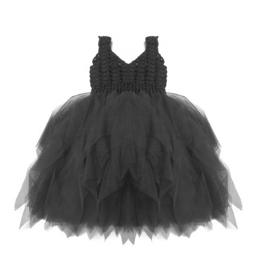DOLLY by Le Petit Tom ® VESTIDO CROCHET TUTU CONCHAS MARINAS negro