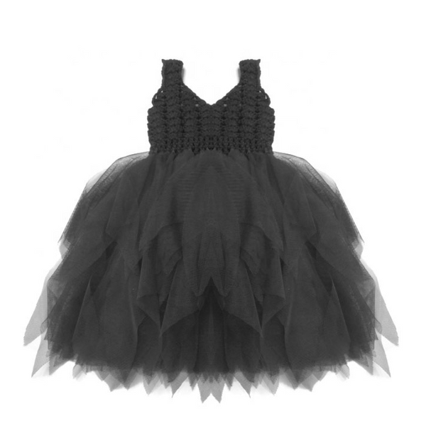 DOLLY by Le Petit Tom ® VESTIDO CROCHET TUTU CONCHAS MARINAS negro