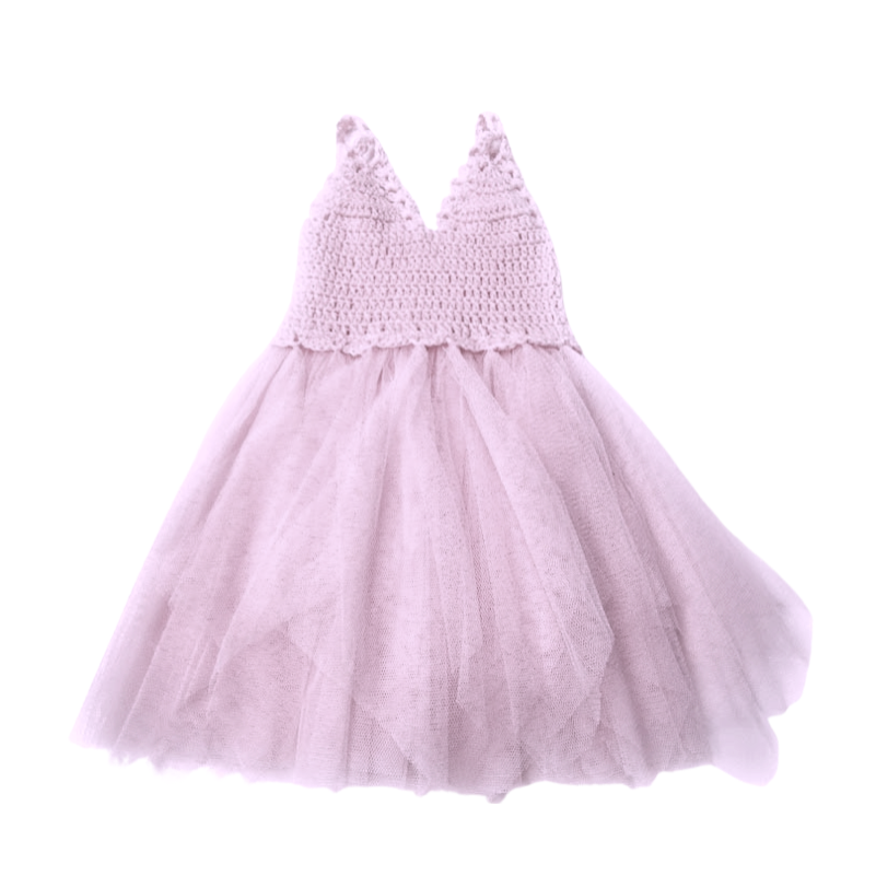 DOLLY by Le Petit Tom ® CROCHET TUTU DRESS V-NECK lavender