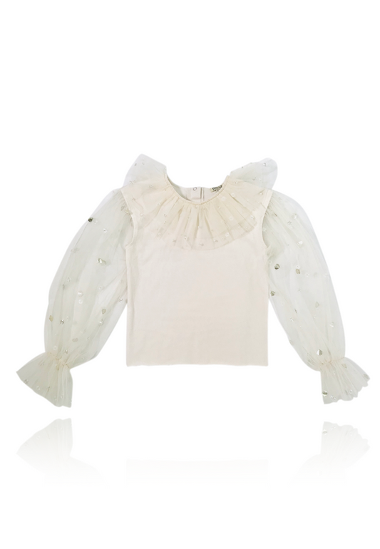 [OUTLET] DOLLY by Le Petit Tom ® JEWELER'S CRYSTALS tulle sleeves top