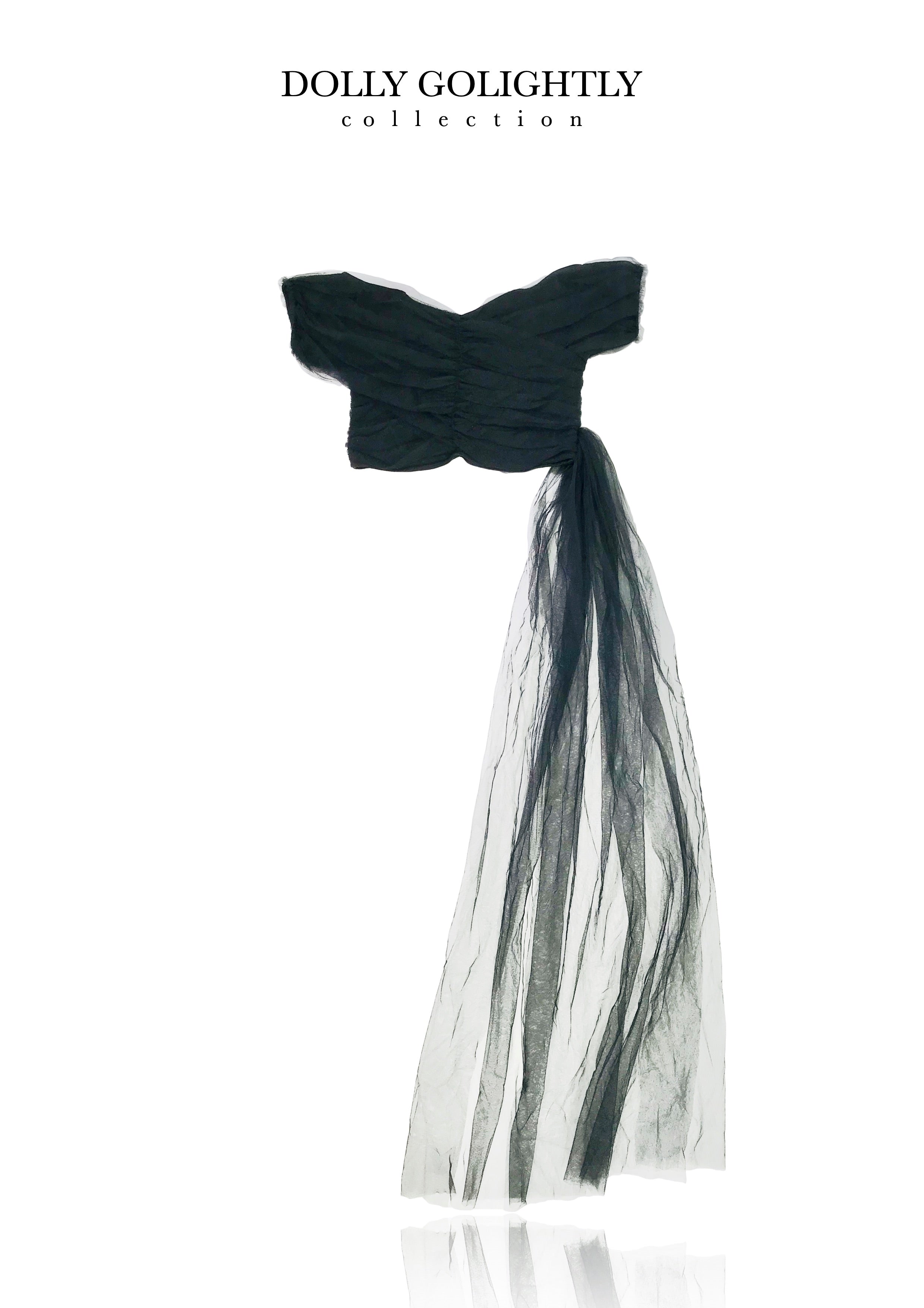 DOLLY GOLIGHTLY TULLE WRAP TOP WITH SLOOP black
