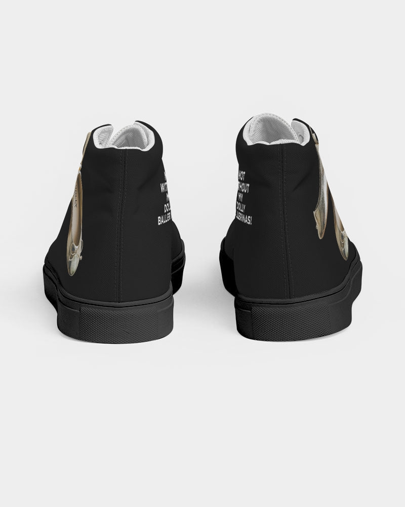 NOT WITHOUT MY DOLLY BALLERINAS WITH GOLD BALLERINAS Women's Hightop Canvas Shoe black