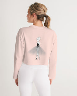 DOLLY DOODLING Ballerina Ballet Blush Pink Women's Cropped Sweatshirt