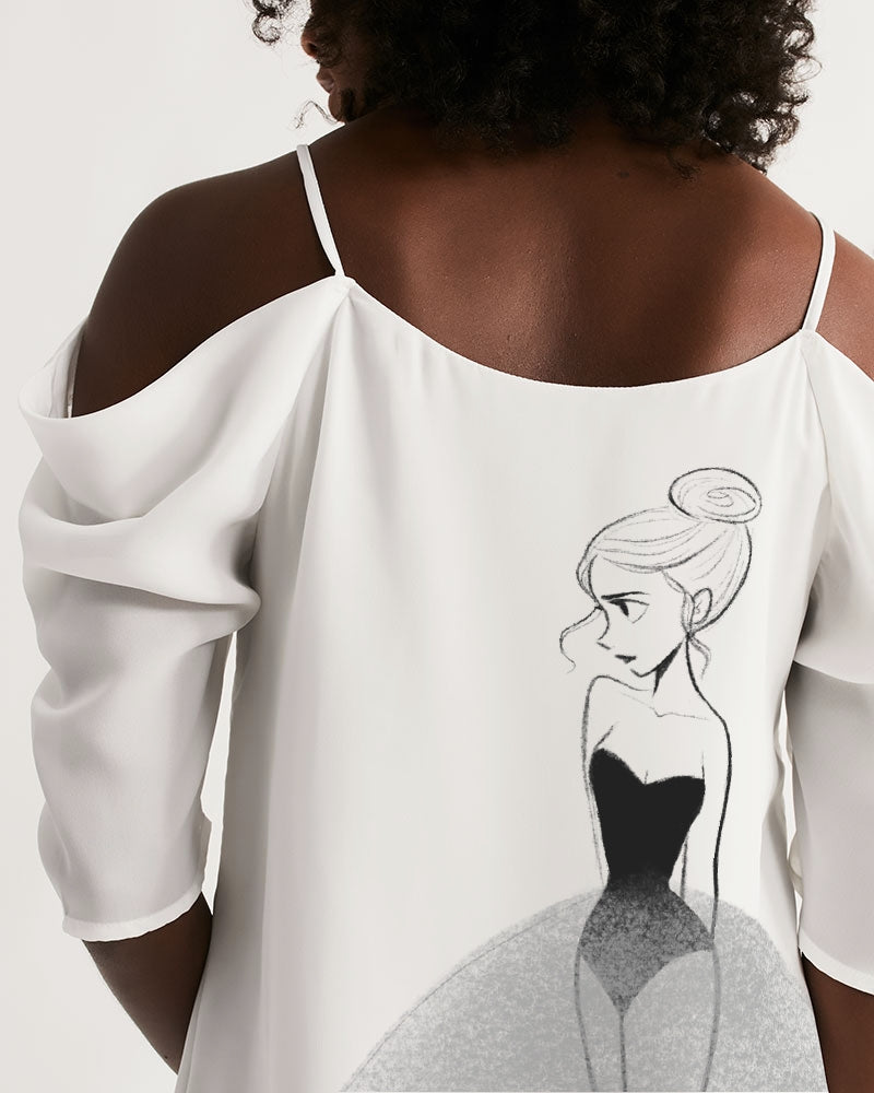 DOLLY DOODLING Ballerina Vestido acampanado de mujer con hombros descubiertos